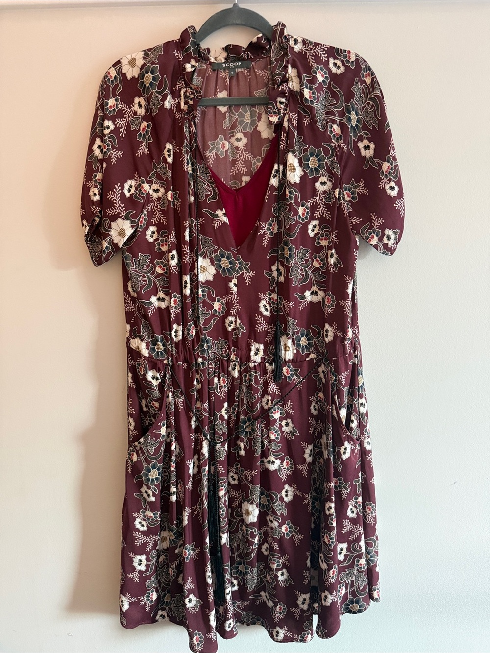 Scoop NYC Burgundy Floral Midi Dress